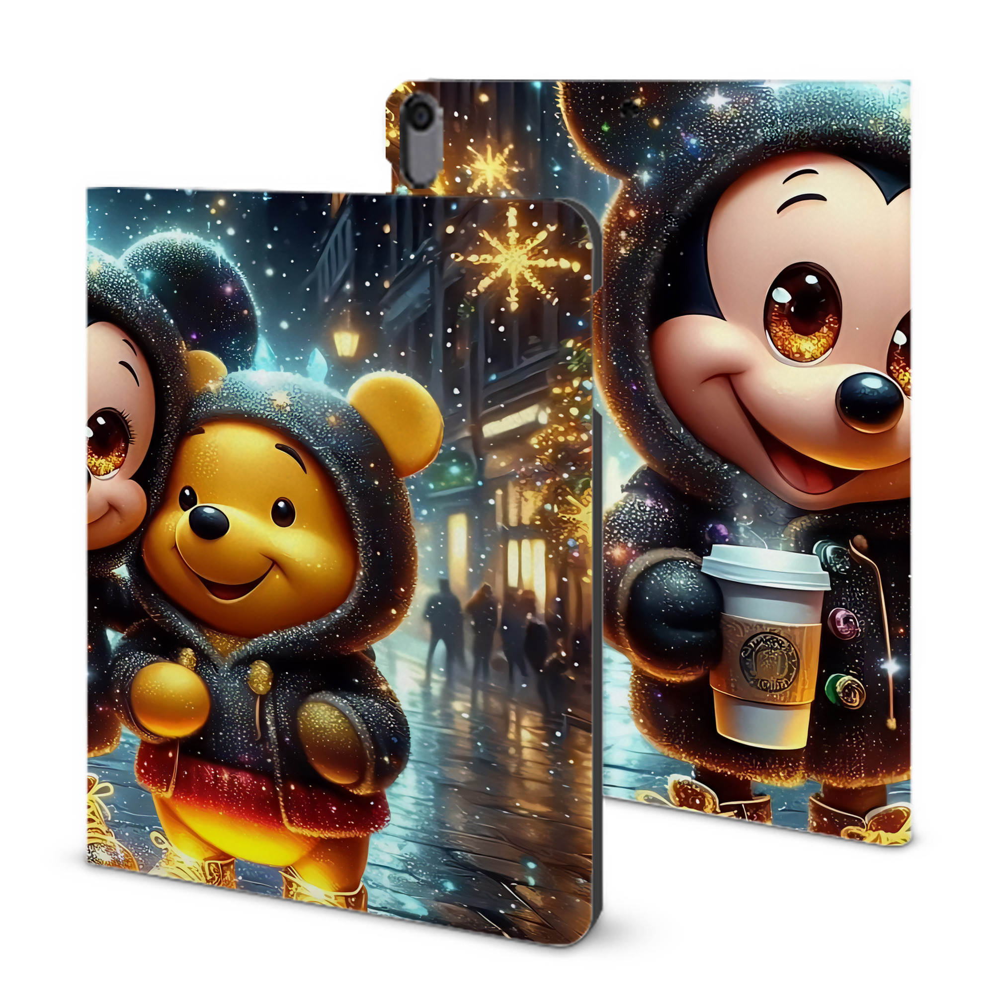 （画像用） ミッキーマウス Mickey Mouse IPad ケース ブック型 PUレザー TPU 耐衝撃 軽量 薄型 ペン収納なし 全面保護 IPad 各モデル対応